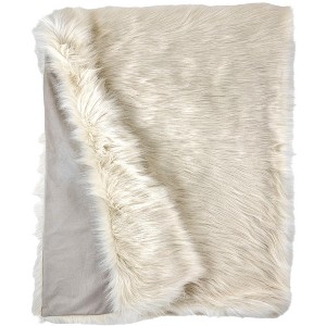 HomeRoots 50" x 60" Royal White Long Hair Faux Fur Throw - 1 of 4