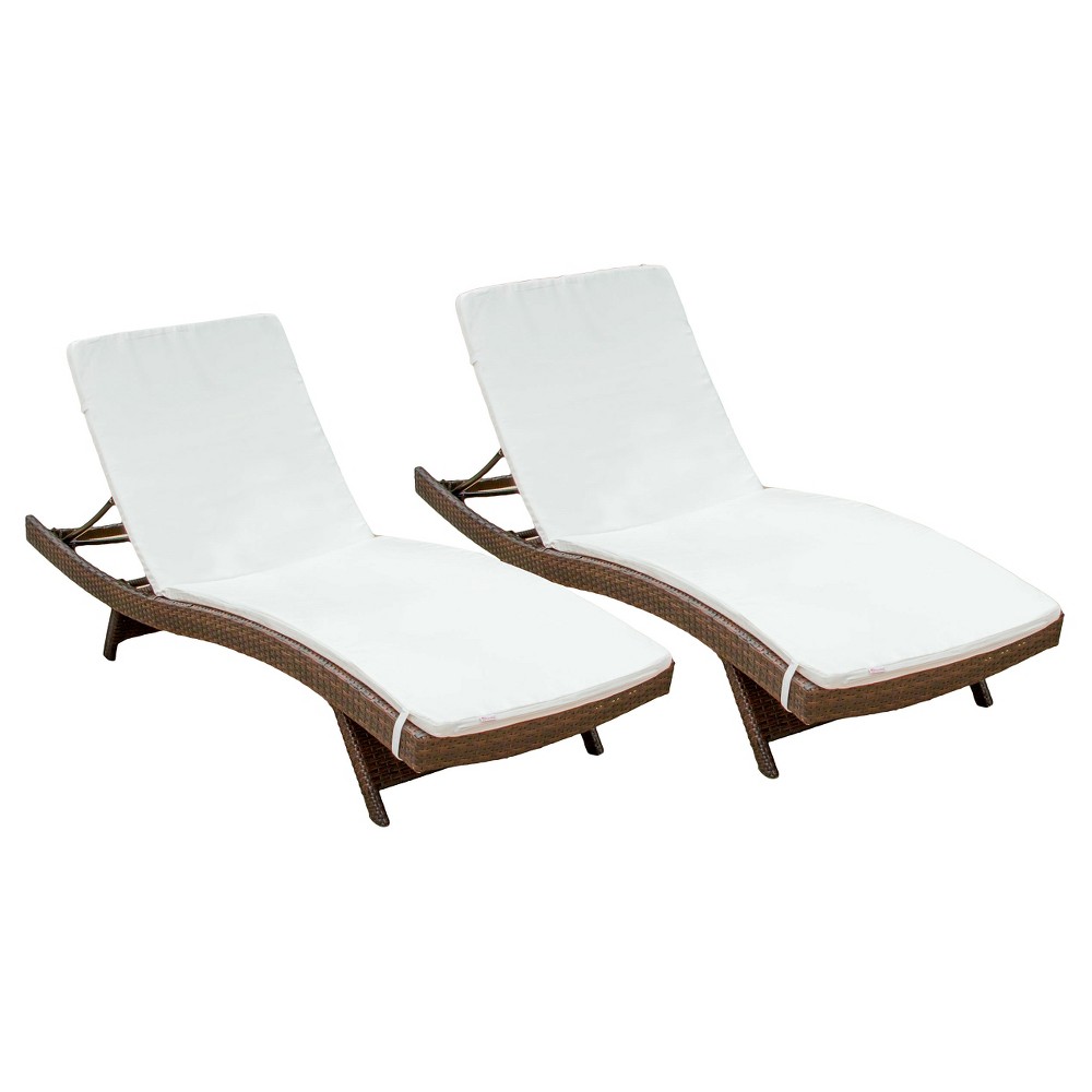 Photos - Garden Furniture Salem Set of 2 Brown Wicker Adjustable Chaise Lounge - Beige - Christopher