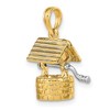 Black Bow Jewelry 14k Yellow Gold 3D Moveable Wishing Well Pendant - 4 of 4