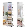 Vlsrka 360° Rotating LED Jewelry Armoire, Side Pull Mirror, Dimmable, Large Floor Organizer with 4 Rollers & Shelves - 3 of 4