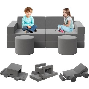 Kids Modular Play Couch, 13 Pcs Toddler Couch With Washable Velvet Covers - 1 of 4