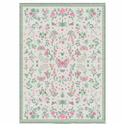 Fulvari Area Rugs,Washable Floral Area Rugs, Non-Slip and Stain Resistant Soft Throw Indoor Carpet for Dining Room Kitchen Home Decor