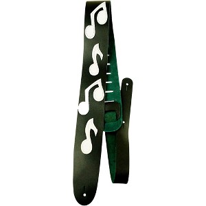 Perri's Leather Guitar Strap with White Leather Music Notes Black 2.5" Width - 1 of 1