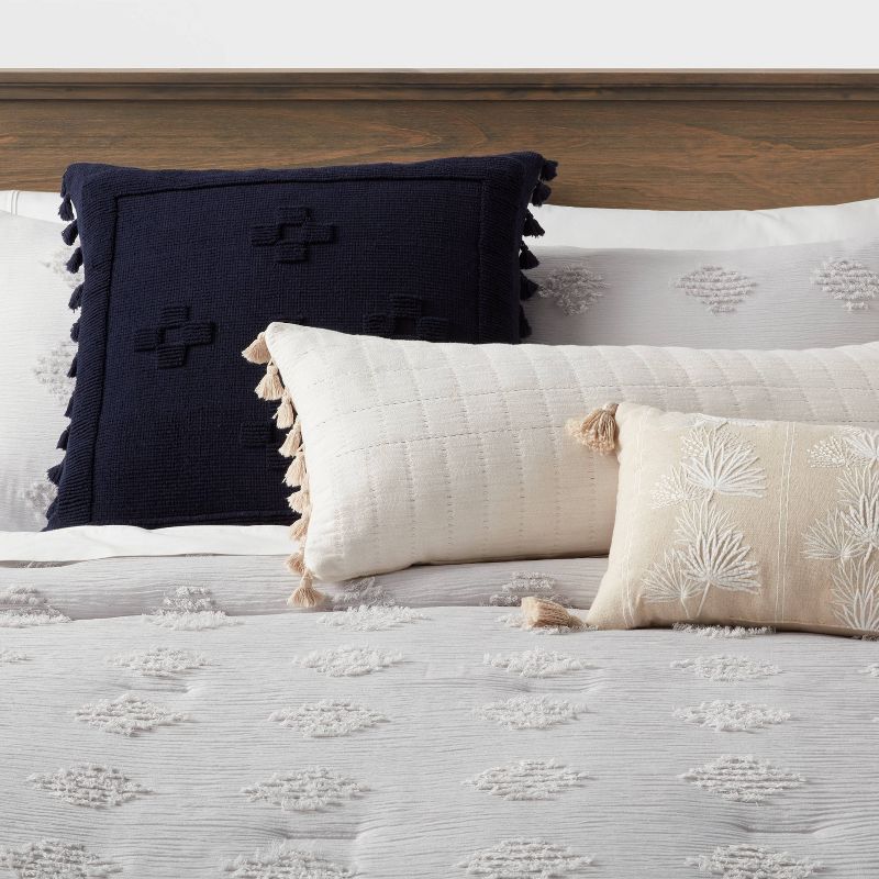 Oversized Oblong Pick Stitch Plaid Tassel Decorative Throw Pillow - Threshold™, 2 of 5