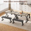 Dining Table Set for 4, Kitchen Table Set with 2 Upholstered Benches, 3 Piece Dining Table Set for Small Space - 3 of 4
