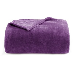 Itopfox Fleece Blanket Purple Throw Blanket for Couch & Bed, Luxury Plush Cozy Fuzzy Blanket, Super Soft Warm Lightweight Throw for Travel Camping - 1 of 4