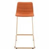 Velvet Barstool 40.2" H, Orange Upholstery and Gold Electroplated Legs by Zuo Modern (Set of 2) - 4 of 4