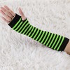 Allegra K Women's Stripe Print Knitted Fingerless Elbow Length Gloves Warmers One Size 1 Pair - 2 of 4