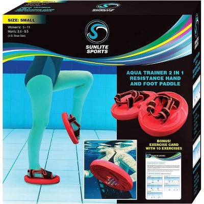 Sunlite Sports Aqua Trainer 2-in-1 Resistance Paddle Set for Water Aerobics & Aquatic Exercise, Low Impact Full-Body Workout – Large Blue