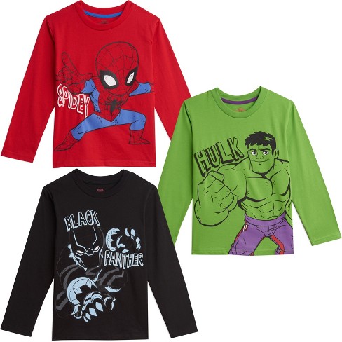 Marvel Super Hero Adventures Boys Girls Long Sleeve T-Shirt Tee (4, Red/Navy)