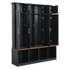 Sapphtopaz Hall Tree with Bench&Shoe Storage Multi-functional Coat Rack with Hooks&Open Storage of Shoes Bench for Entryway,Hallway - 2 of 4