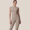 Anna-Kaci Active Women's Fitted Crop Active Tee Short Sleeve Round Neck Stretch Performance Fabric - 2 of 4