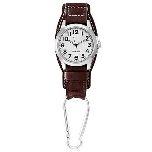 The Lakeside Collection Brown Analog Watch with PU Backing and Carabiner - 1 of 2