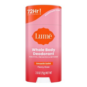 Lume Whole Body Women's Deodorant - Smooth Solid Stick - Aluminum Free  - Peony Rose Scent - 2.6oz - 1 of 4