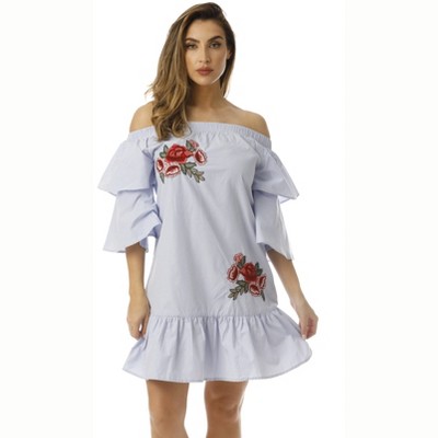 Cocoom Bell Sleeve Dress with Floral Embroidery