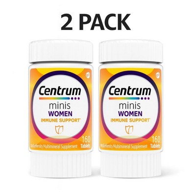 Centrum Minis Women's Daily Multivitamin for Immune Support with Zinc & Vitamin C, 160 Ct 80 Day Supply – 2Pack