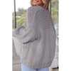 Coolmee Women's Open Front Chunky Knit Cardigan Loose Lantern Long Sleeve Oversized Sweater Coats with Pocket - 3 of 4