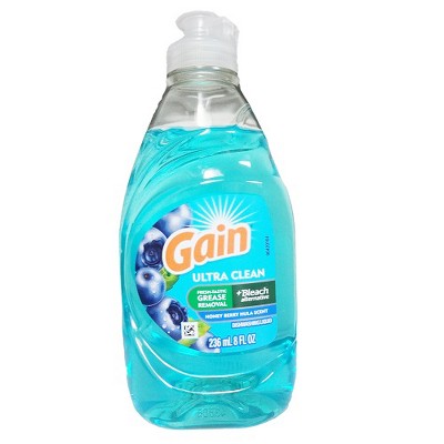 Gain Ultra + Bleach Alternative Dish Soap, Dishwashing Liquid, Honey Berry Hula, 8 Fl Oz