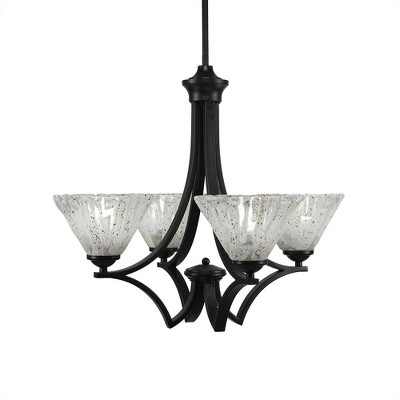 Toltec Lighting Zilo 4 - Light Chandelier in  Matte Black with 7" Italian Ice Shade