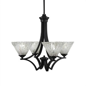 Toltec Lighting Zilo 4 - Light Chandelier in  Matte Black with 7" Italian Ice Shade - 1 of 1