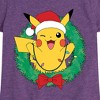 Girls' - Pokémon - Pikachu Lights Wreath Fitted Short Sleeve Graphic T-Shirt - 2 of 4