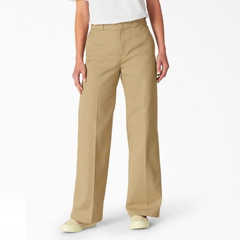 Dickies Women's Regular Fit Wide Leg Work Pants, Stonewashed Khaki (stk),  8rg : Target