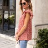 Amaryllis Women's Floral Print V-Neck Ruffle Sleeve Top with Soft Drape and Feminine Silhouette - 3 of 4