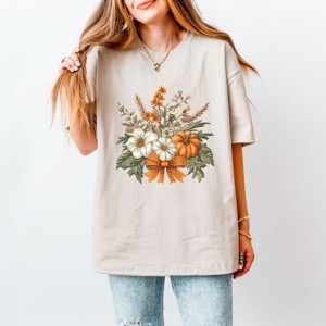 Simply Sage Market Coquette Orange Bow Fall Floral Heavyweight Tee - 1 of 4