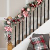 Northlight Heavily Flocked Pine with Candy Cane Striped Bows Artificial Christmas Garland - 6' x 8" - Unlit - 2 of 4
