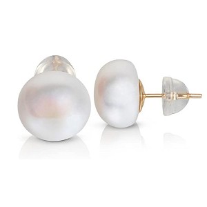 Bella Leora Pearl Earrings: White AAA Freshwater - 14k Gold Studs - 1 of 4