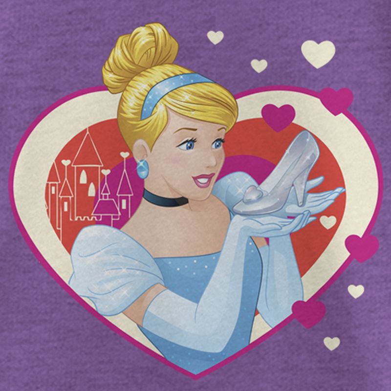 Girl's Cinderella Valentine Glass Slipper T-Shirt, 2 of 5