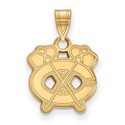 Black Bow Jewelry 14k Yellow Gold Chicago Blackhawks NHL Small Pendant