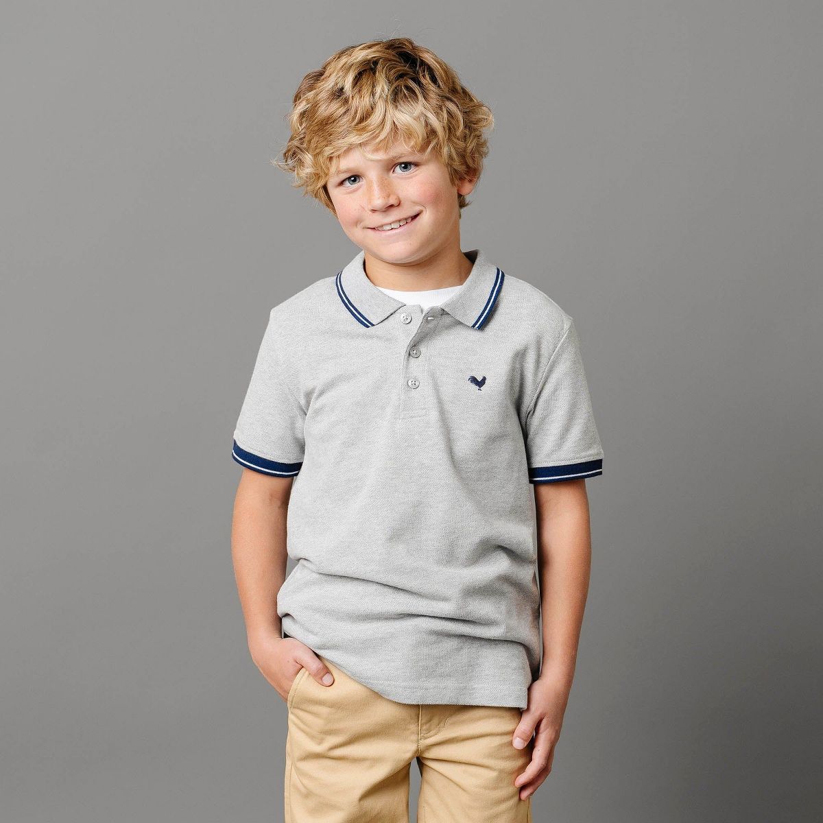Hope & Henry Boys' Short Sleeve Knit Pique Polo Shirt, Kids - thumbnail 2