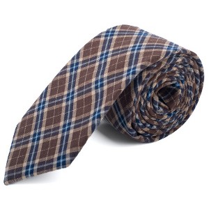 Men's Checkered 2.75 Inch Wide And 57 Inch Long 100% Cotton Neckties - 1 of 4