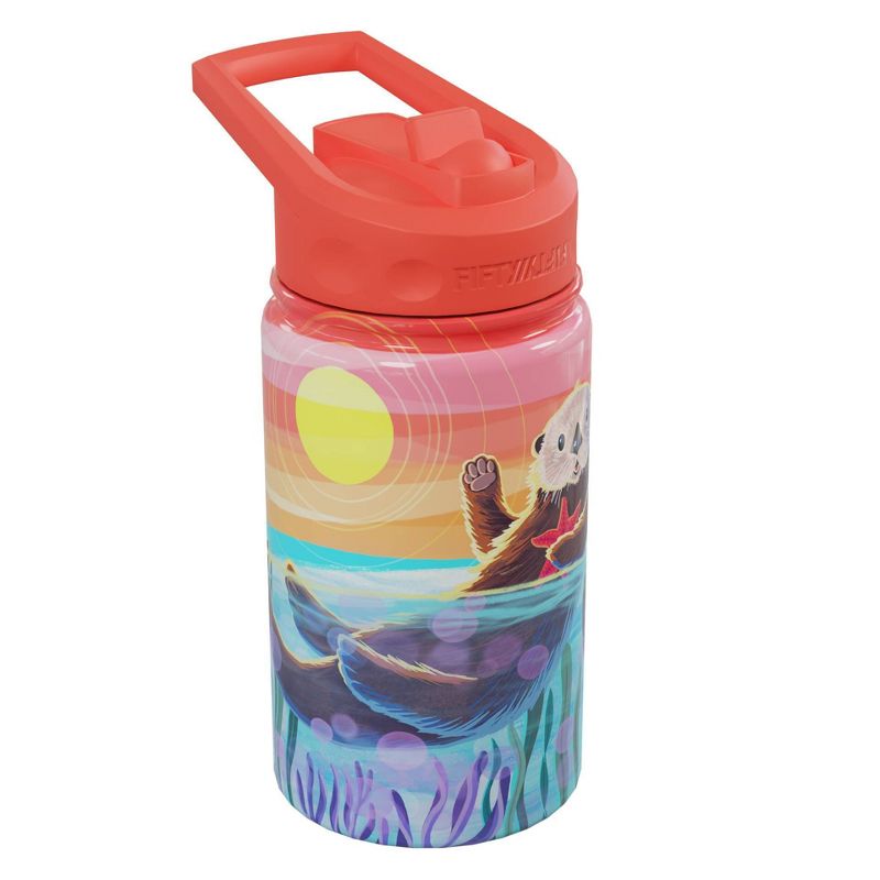 FIFTY/FIFTY 12oz Stainless Steel with PP Lid Kids Bottle with Straw Cap Sea Otter, 2 of 4