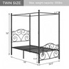 VECELO Metal Canopy Bed Frame, Twin Size Bed Frame with Headboard & Footboard, Heavy Duty Steel Slats, No Box Spring Needed Platform Bed - 3 of 4