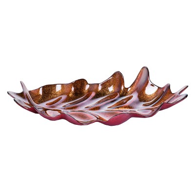 Transpac Glass 9.1 in. Orange Harvest Fallen Leaf Plate