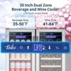 Hooure 30 in.Dual Zone 33-Wine Bottles and 80-Can Built-In and Freestanding with French Door Beverage Cooler in Stainless Steel - 4 of 4