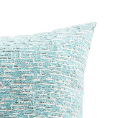 Aqua and Grey Textured Abstract Square Throw Pillow