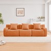 KWPZQEB Modern Sofa Couch for Living Room, Soft Teddy Fabric Boneless Sofa with Pillows & Curved Armrests, No Assembly - 3 of 4