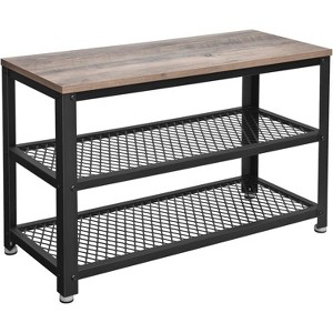 2-in-1 Storage Bench & 3-Tier Shoe Rack - Metal Mesh Shelf Organizer with Seat, Space-Saving for Entryways & Hallways - 1 of 4