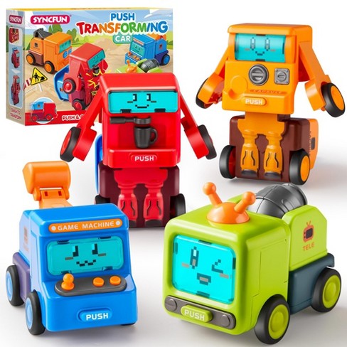 4pcs Toy Cars For Toddler Push Go Transforming Robot Toy Cars Construction Vehicles For Boys Girls Birthday Halloween Party Favor Gifts For Kids Target