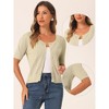 Allegra K Women's Casual Crochet Knit Button Up Sweater Short Sleeve Cardigan - 2 of 4