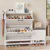 Shoe Cabinet with 2 Flip Drawers with Padded Seat Cushion - Narrow Shoe Organizer Rack for Entryway, Front Door, Foyer, Hallway, Antiseptic Wood - 2 of 4
