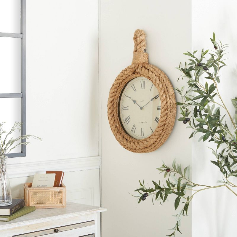 Jute Wall Clock with Rope Detailing Beige - Olivia & May, 3 of 9