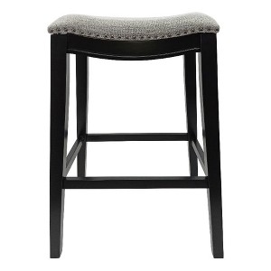 Carolina Living Sawyer 30" Saddle Barstool - Set of 2 - Antique Black- Grey Chenille Upholstery - 1 of 4