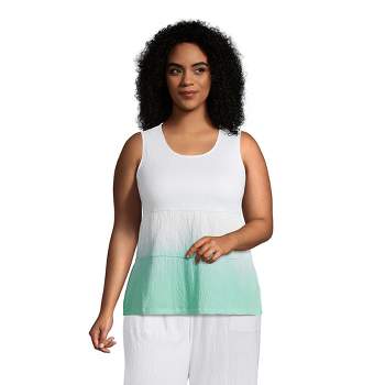 Lands' End Women's Crinkle Knit Tiered Tank Top
