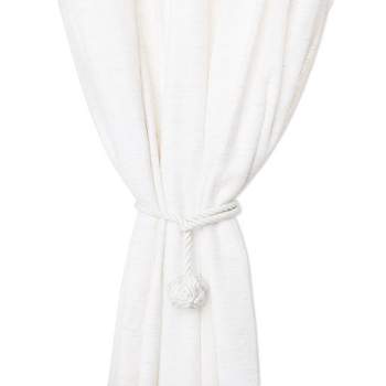 Okuna Outpost 2-Pack White Cotton Window Curtain Tiebacks Tie Back, 20" Holdbacks Rope for Drapes
