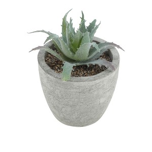 Unique Bargains Artificial Plants Flocked Hard-Leaf Mini Aloe in Pulp Plastic Green 3.15"x3.15"x3.15" 1 Pc - 1 of 4