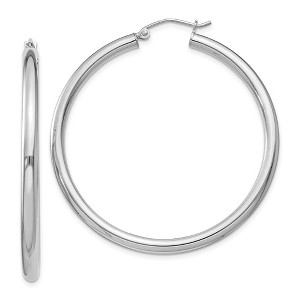 Black Bow Jewelry 3mm, Sterling Silver, Classic Round Hoop Earrings - 45mm (1 3/4 Inch) - 1 of 4